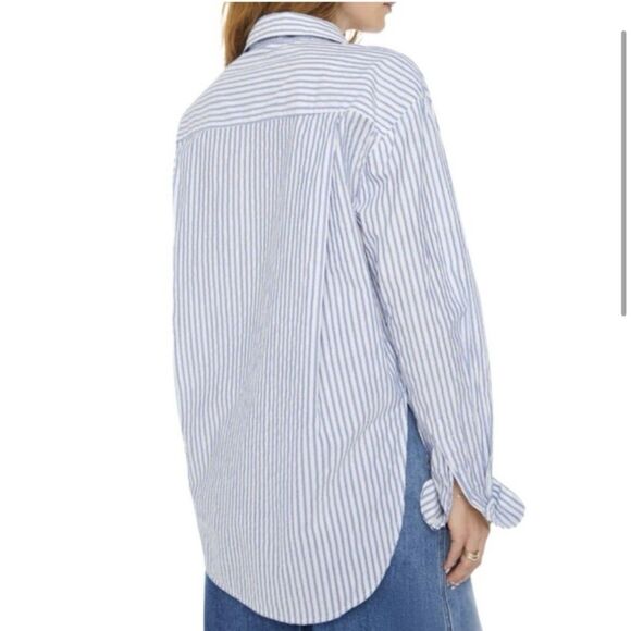 Mother The Roomie Frenchie Shirt In Art School Button Up Top Blue Women’s Size M - Picture 2 of 11